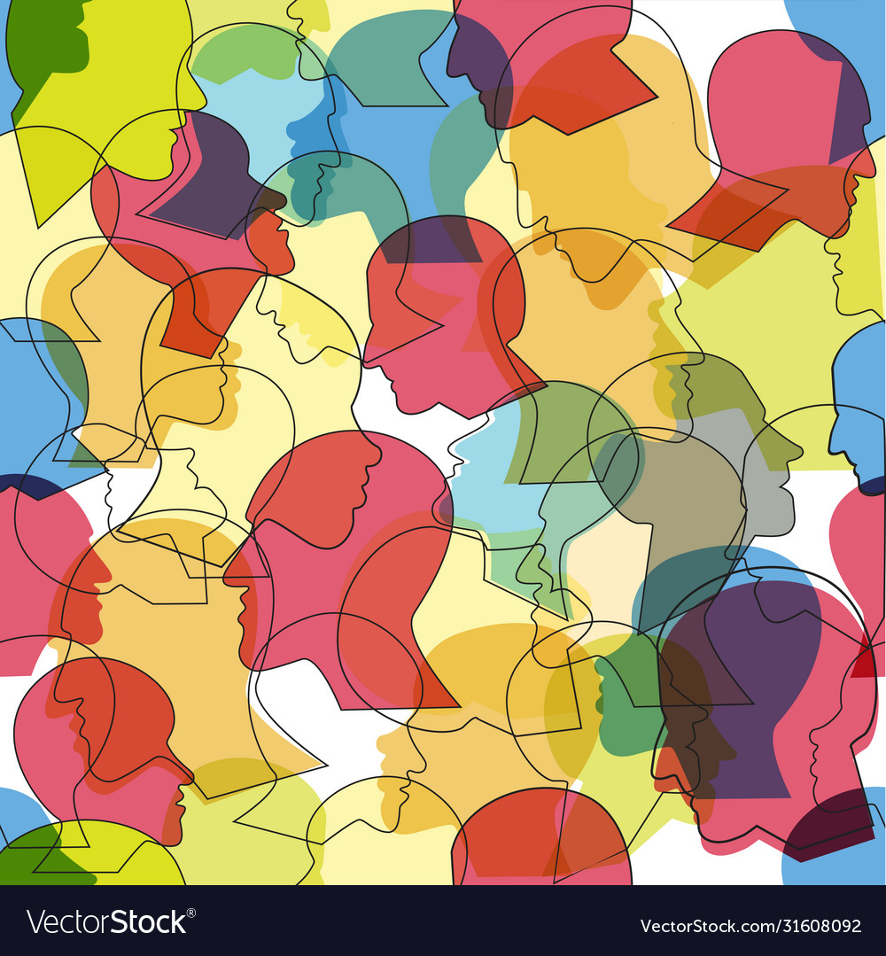 Seamless pattern a crowd many different vector image Seamless pattern a crowd many different