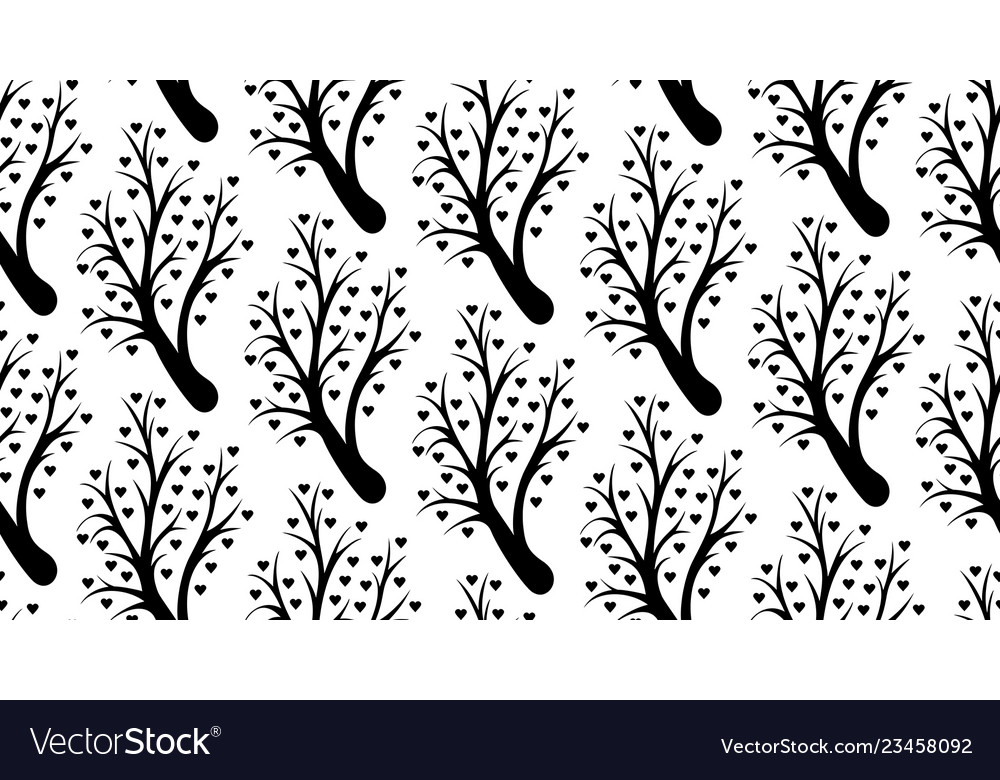 Seamless pattern with abstract heart tree