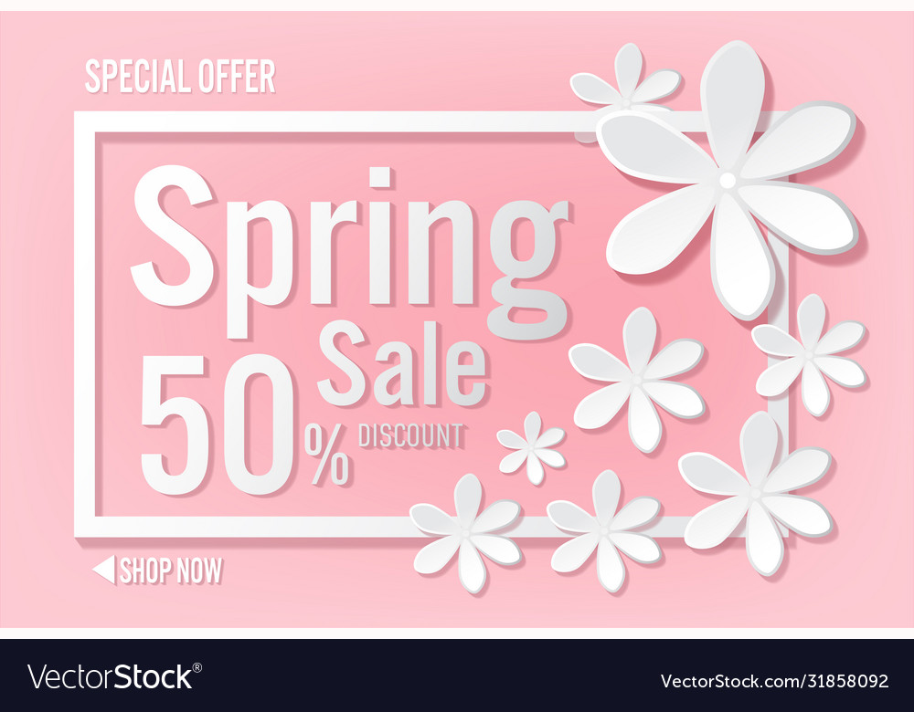 Spring sale with beautiful colorful flower