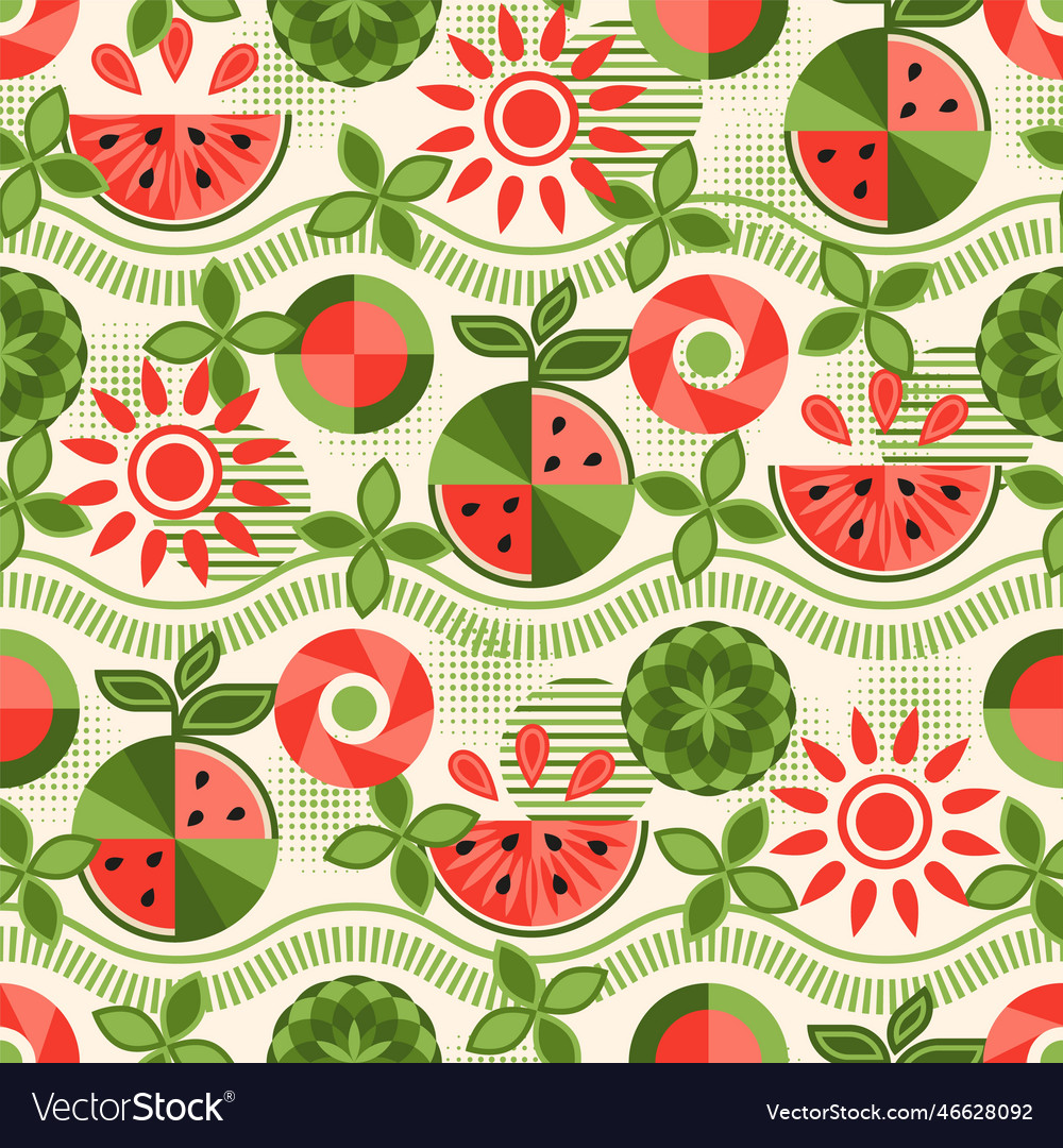 Watemelon pattern in simple geometric style vector image Watemelon pattern in simple geometric style