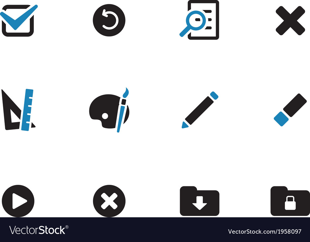 Application interface icons on white background