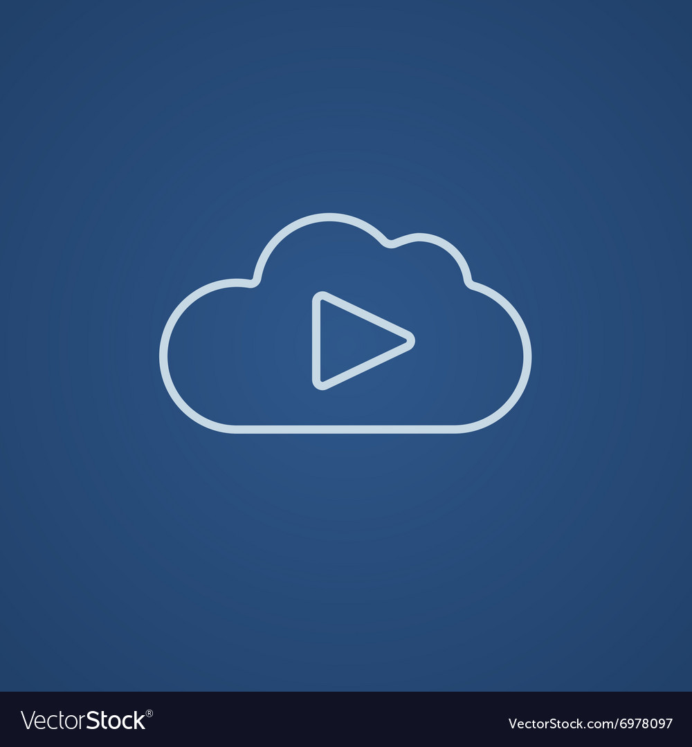 Cloud with play button line icon