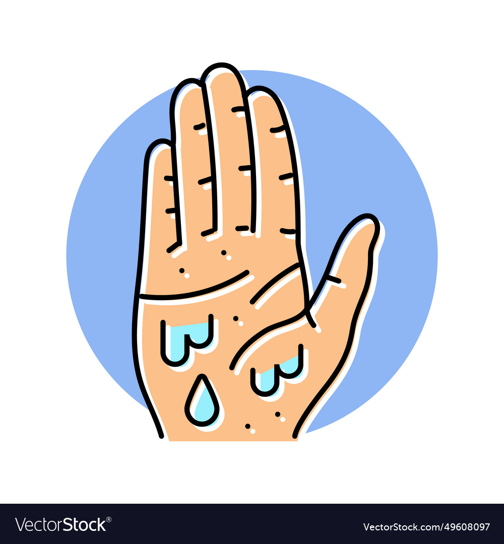 Cold clammy skin disease symptom color icon Vector Image