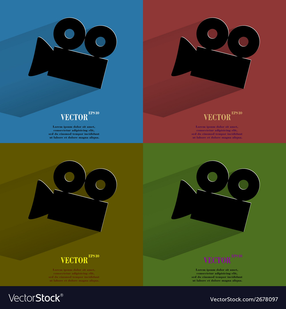 Color set video-camera flat modern web button