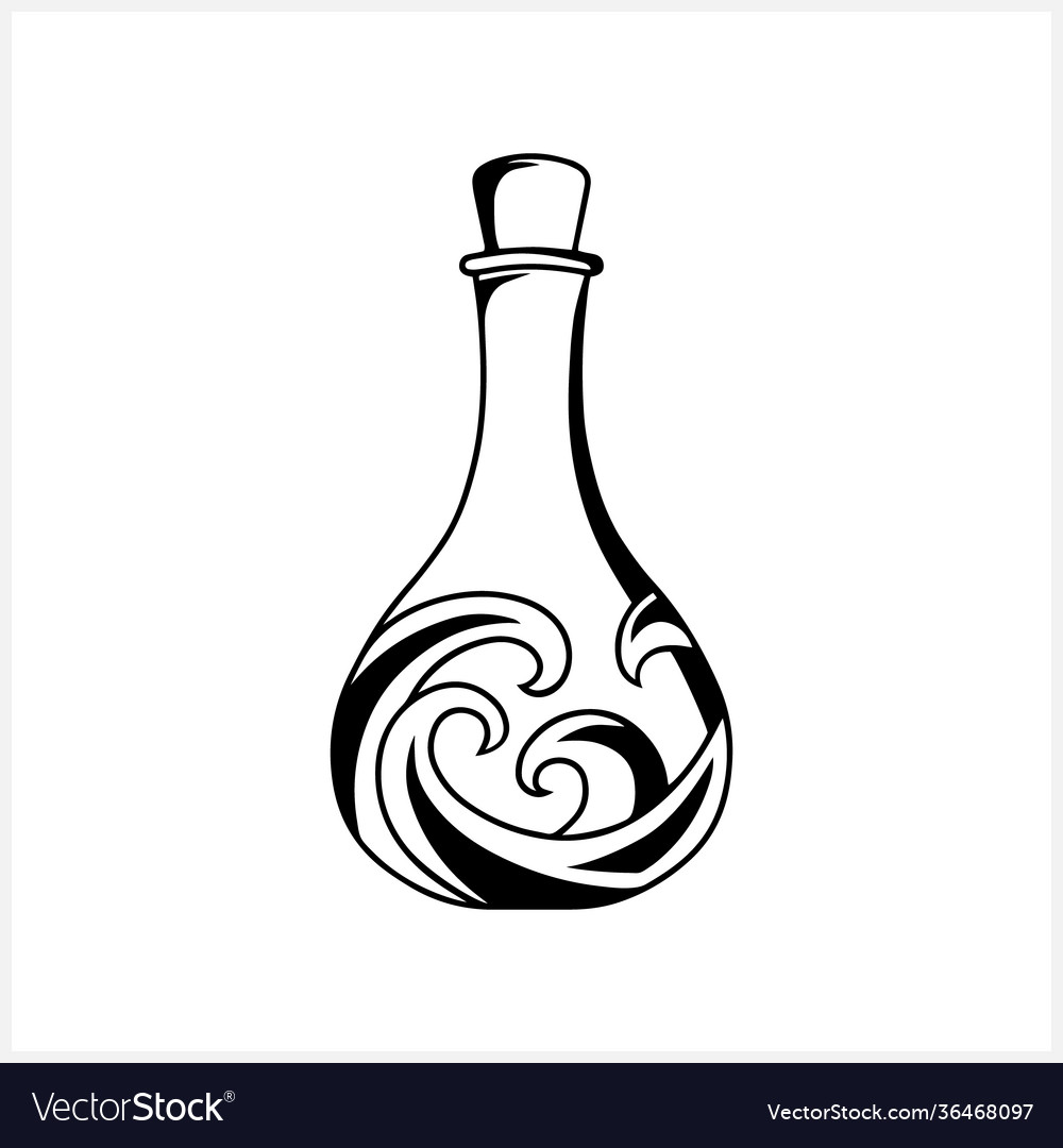 Doodle bottle icon isolated on white sketch wine