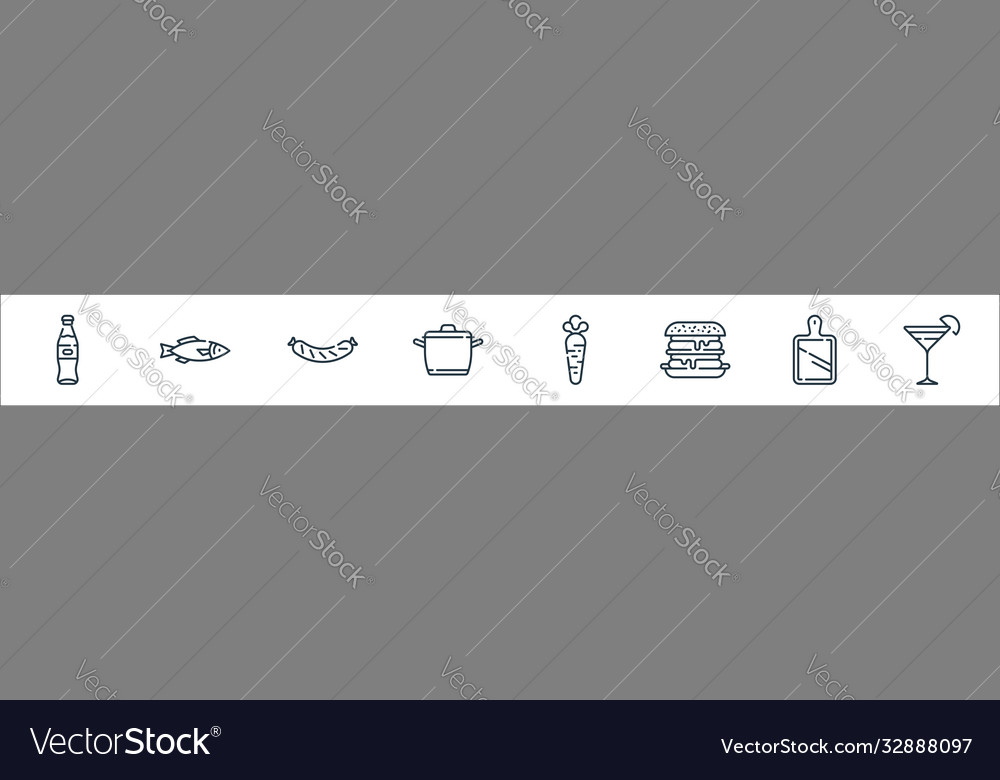 Gastronomy line icons linear set quality vector image Gastronomy line icons linear set quality
