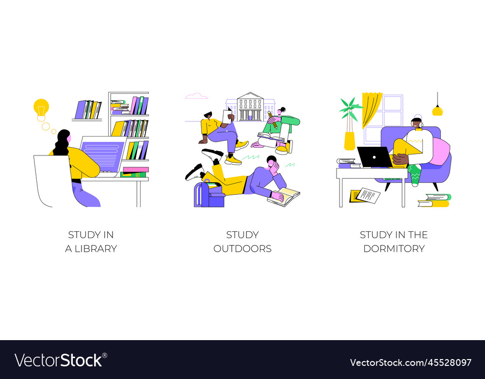Getting ready for classes isolated cartoon