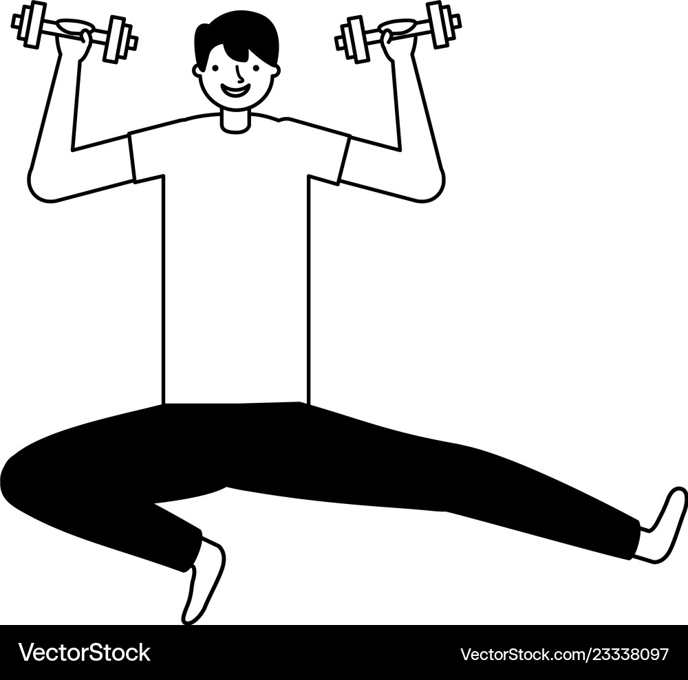 Man practicing exercise with dumbbells Royalty Free Vector
