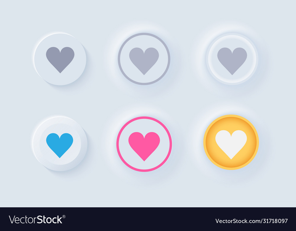 Newmorphic ui like buttons light set Vector Image Newmorphic ui like buttons light set