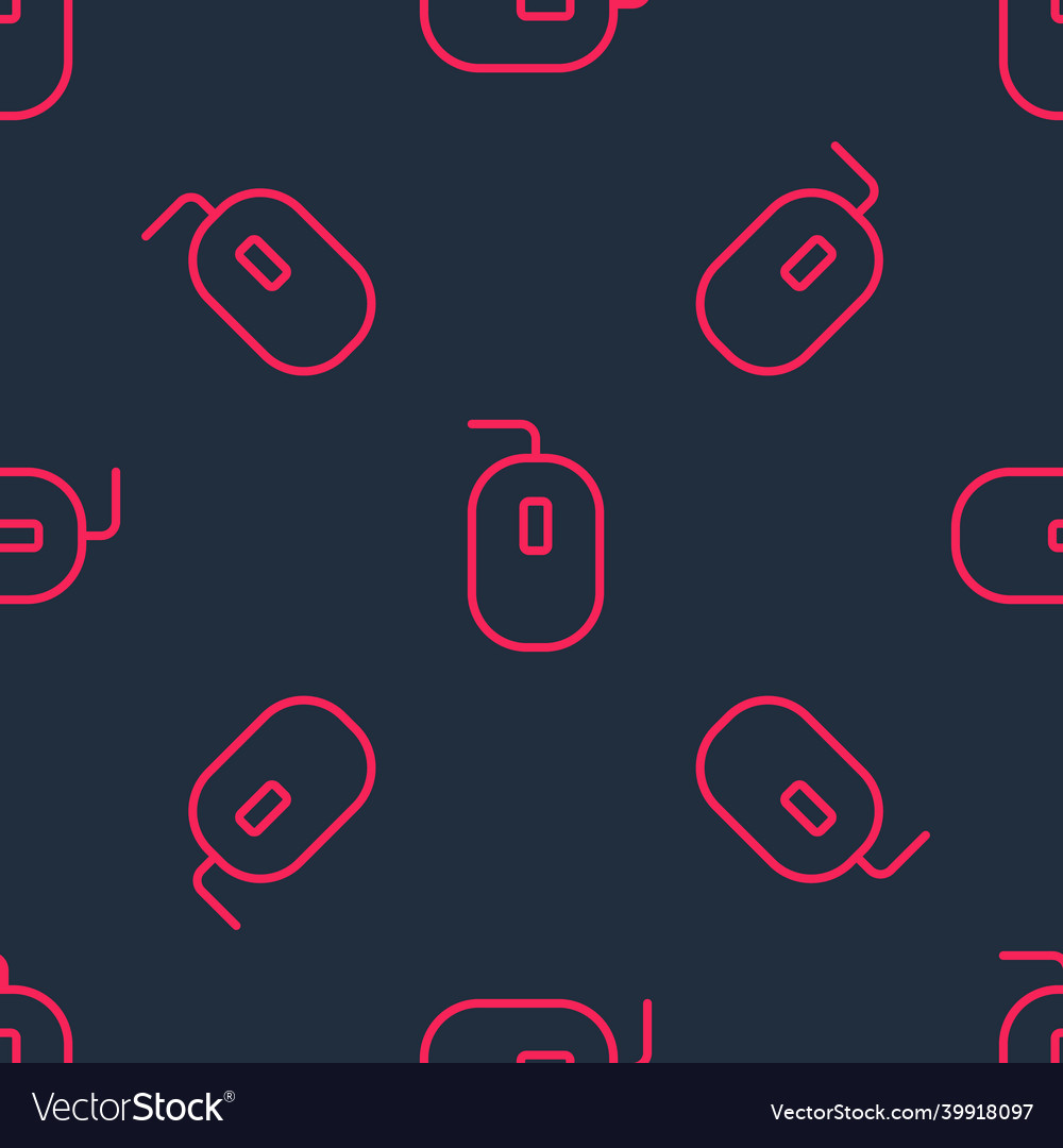 Red line computer mouse gaming icon isolated vector image Red line computer mouse gaming icon isolated