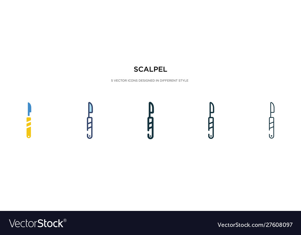 Scalpel icon in different style two colored vector image Scalpel icon in different style two colored