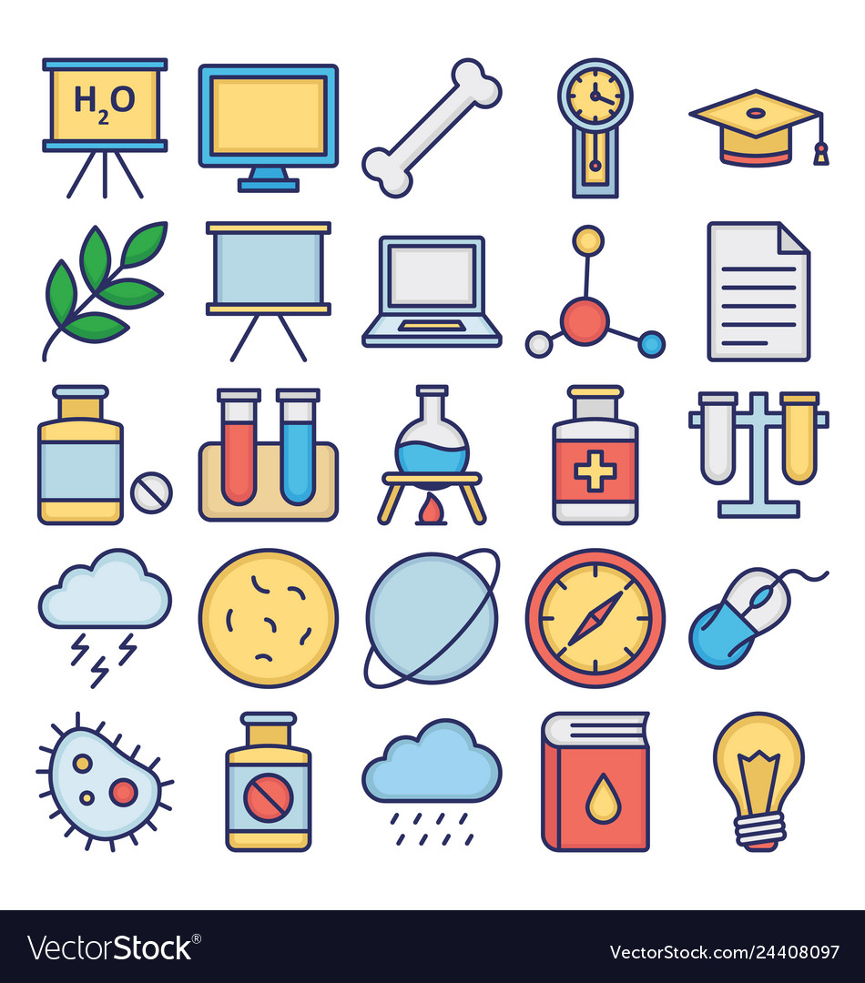 Science and technology isolated icons set