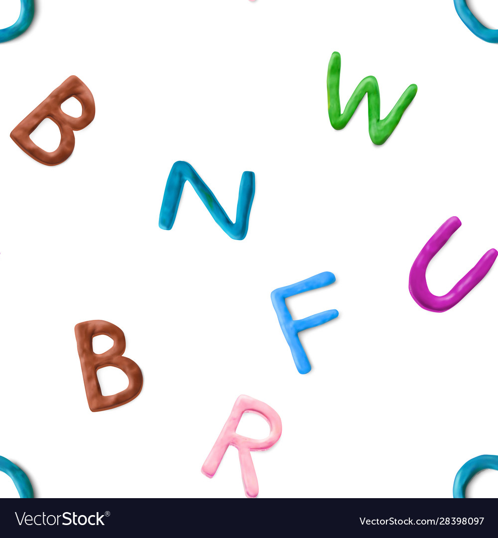 Seamless pattern with alphabet handmade modeling vector image Seamless pattern with alphabet handmade modeling