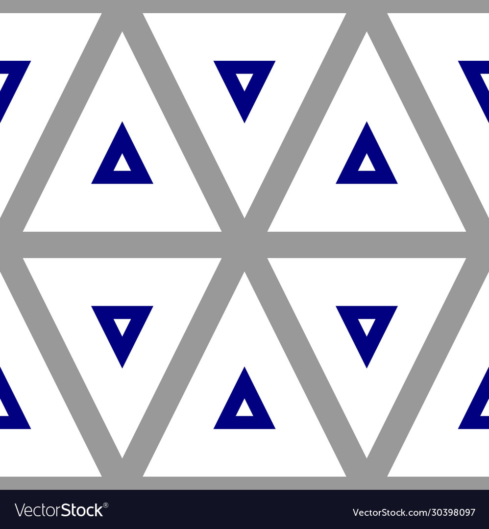 Seamless pattern with triangles in grey and navy vector image Seamless pattern with triangles in grey and navy