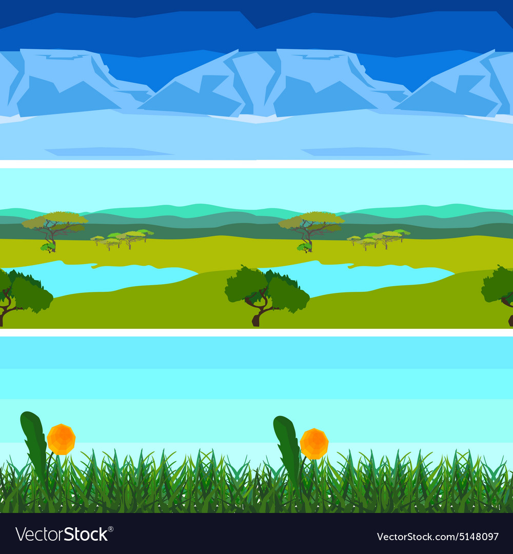 Set nature backgrounds horizontal tile patterns