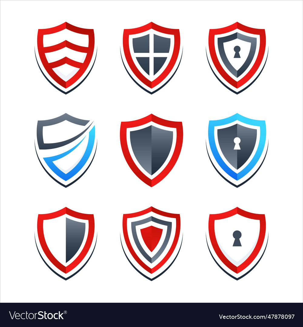 Set of shield symbols and icons design