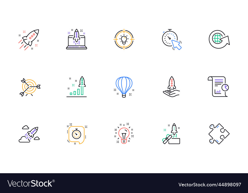Startup line icons launch project business
