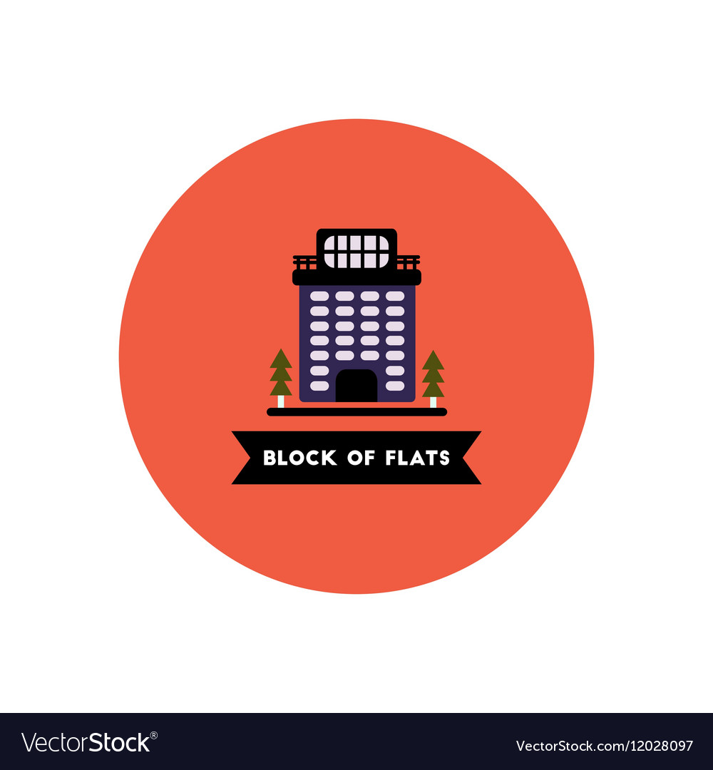 Stylish icon in color circle building apartment
