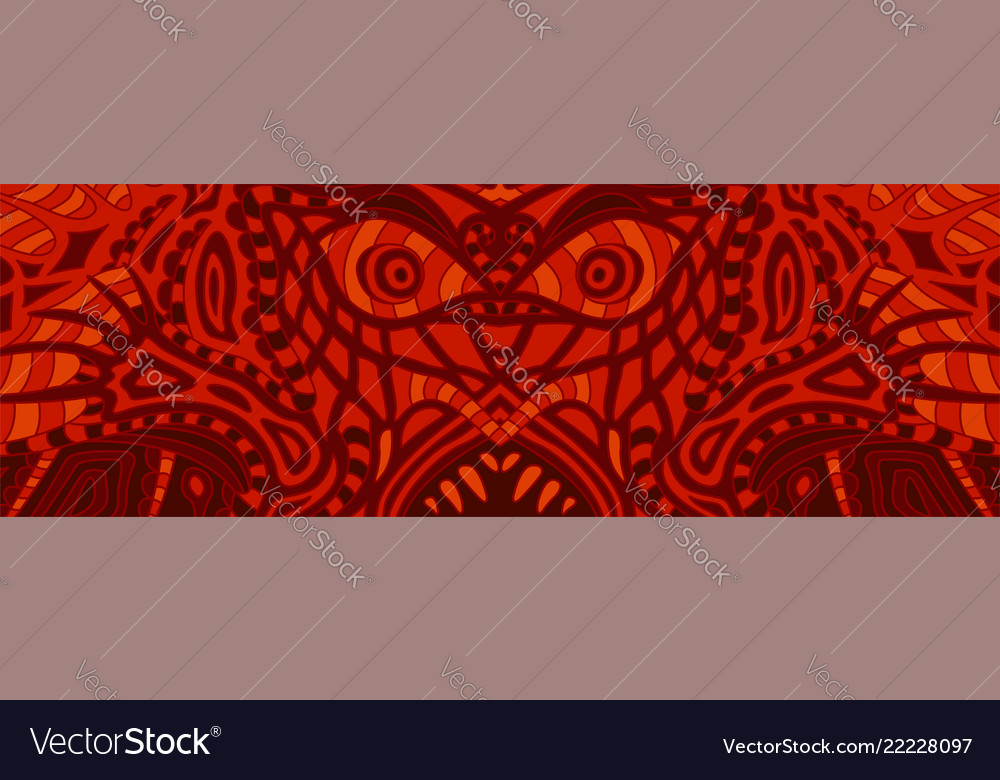 Terrible red pattern with ugly demons face