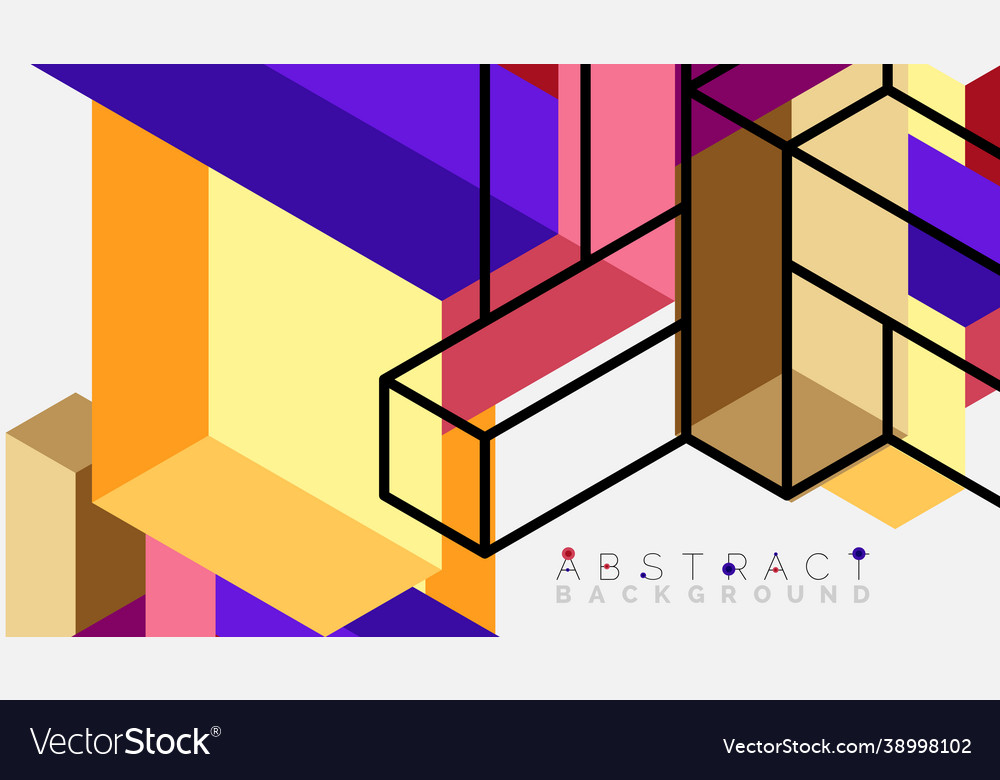 Abstract background 3d cubes cubic elements vector image Abstract background 3d cubes cubic elements