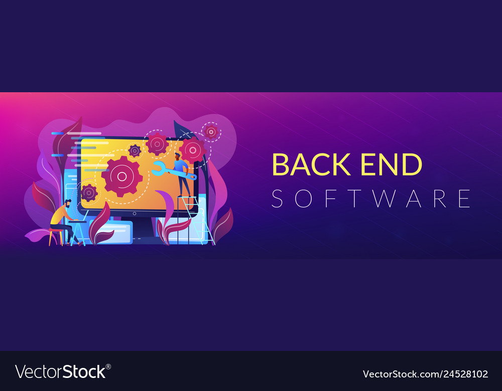 Back end development it header or footer banner vector image Back end development it header or footer banner