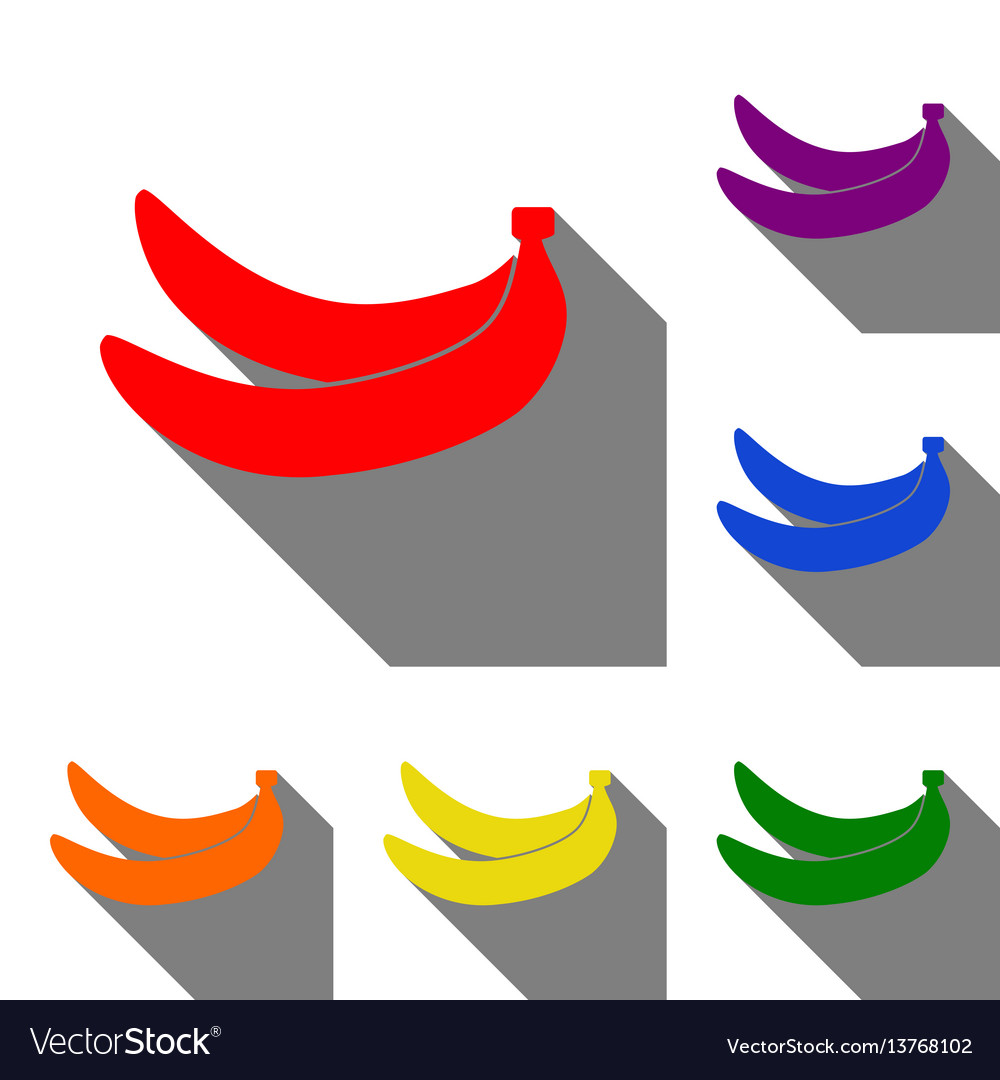 Banana simple sign set of red orange yellow