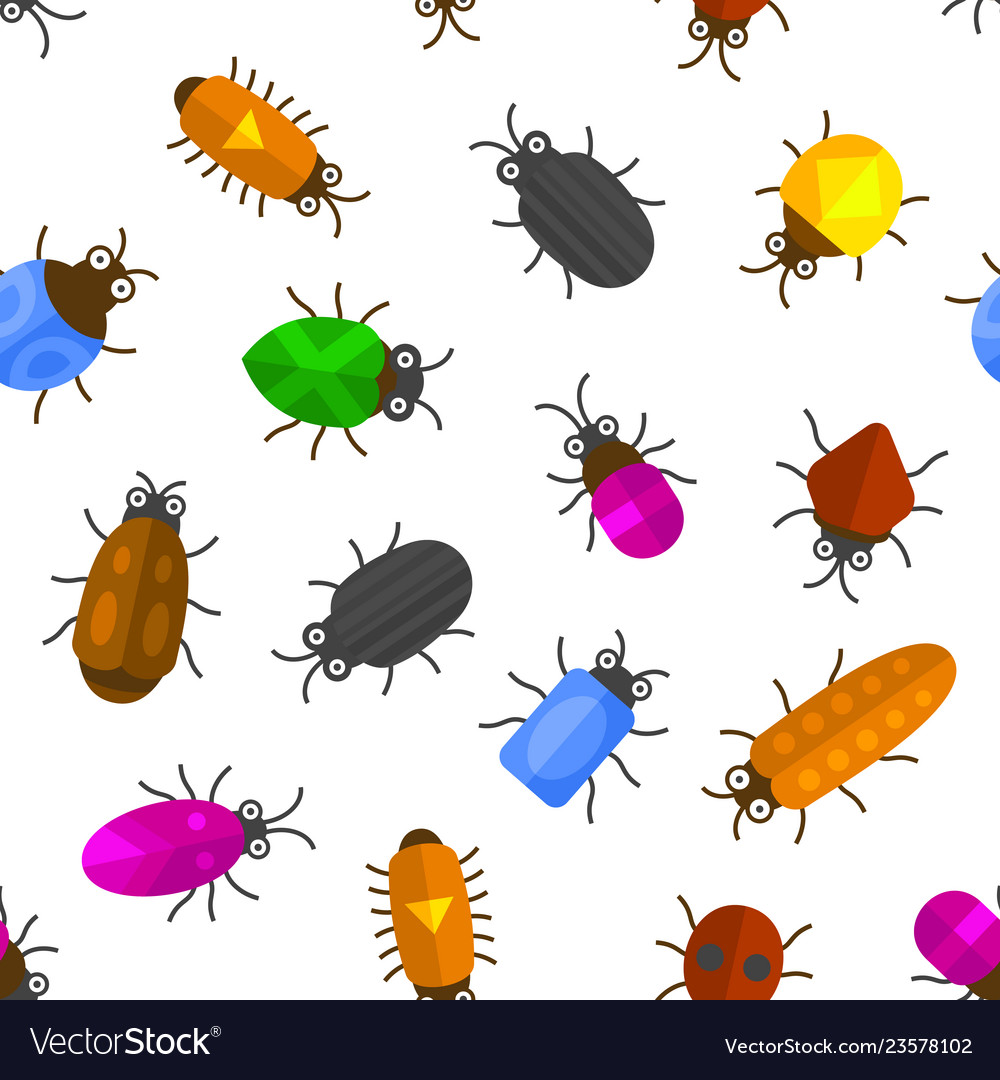 Cartoon seamless insects background bugs pattern Vector Image