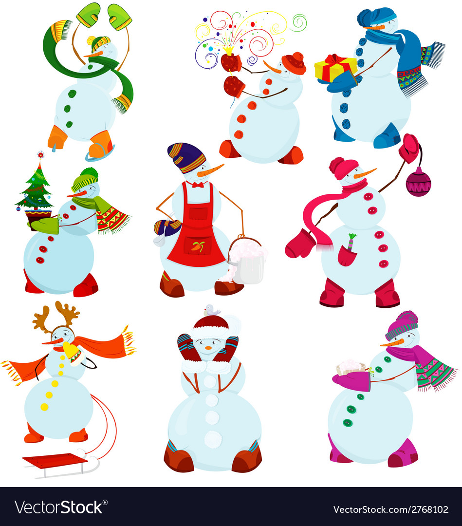 Cartoon snowman set