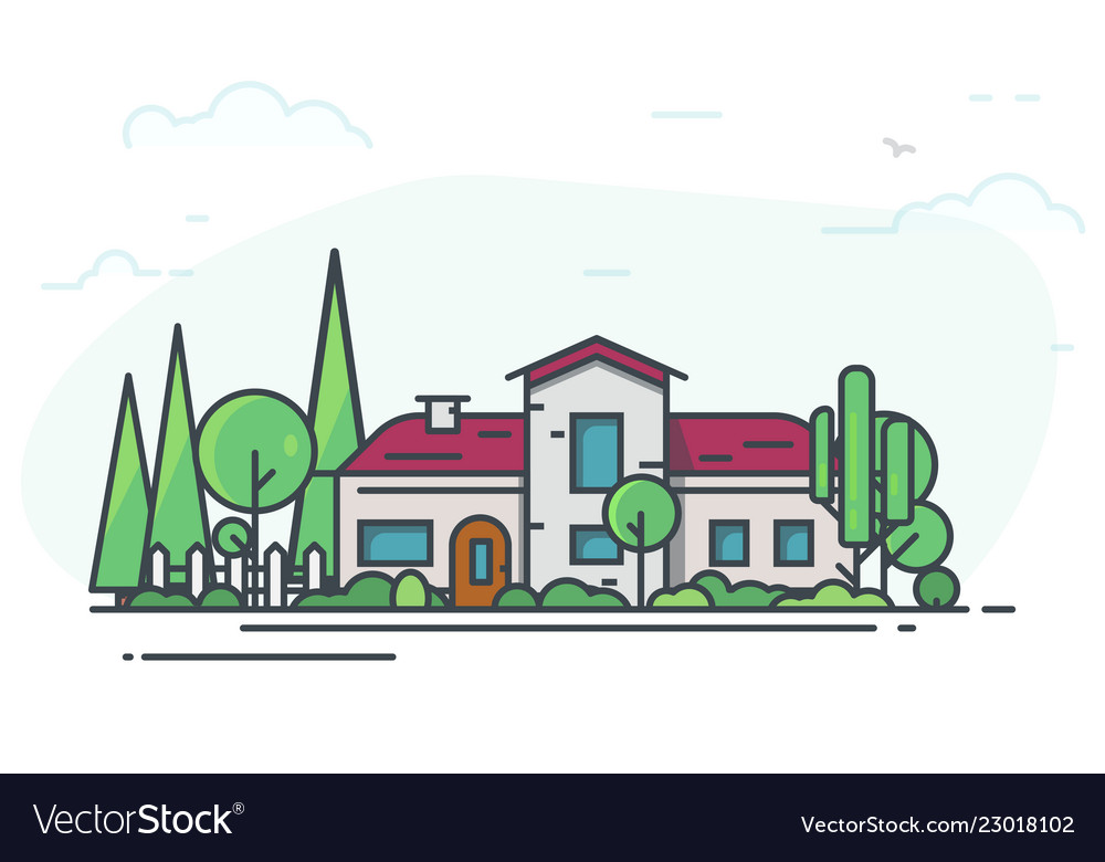 Classic house with garden vector image Classic house with garden