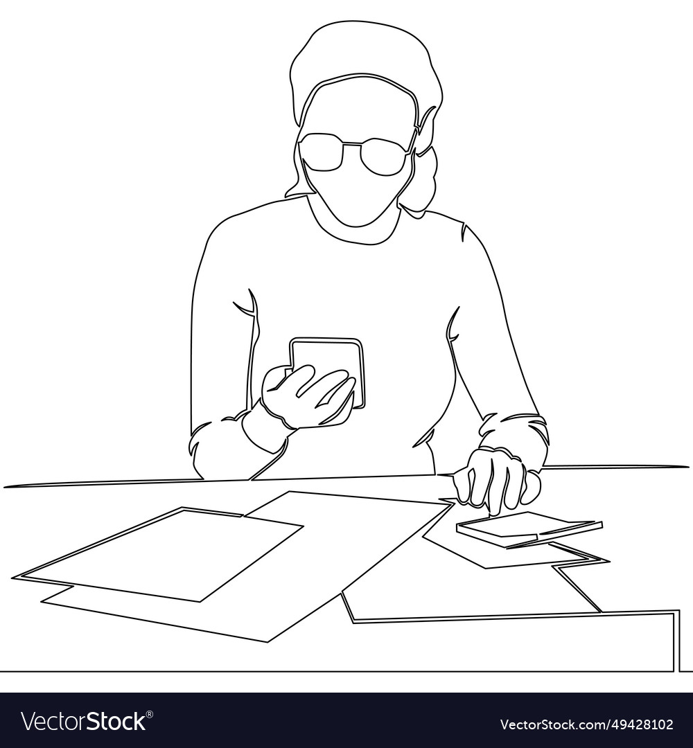 Continuous line drawing accountant woman concept Vector Image