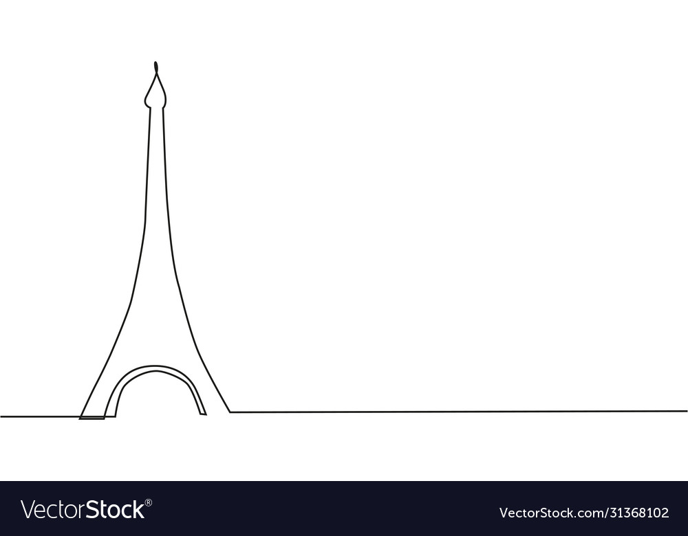 Continuous line drawing eiffel tower vector image Continuous line drawing eiffel tower