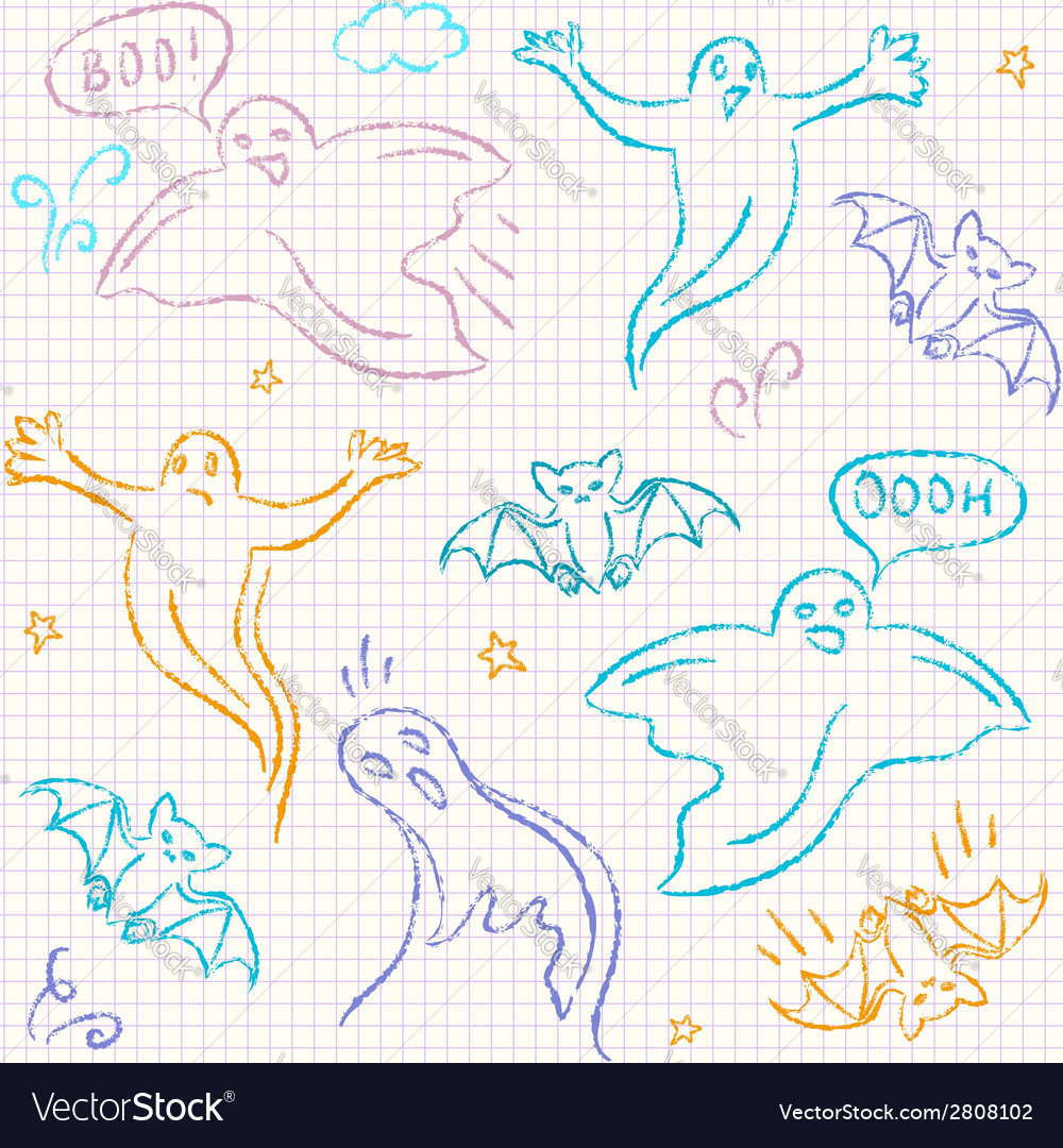 Doodle halloween seamless pattern