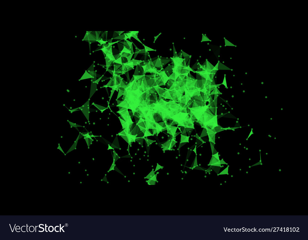 Explosion triangles data stream cloud chaos design vector image Explosion triangles data stream cloud chaos design