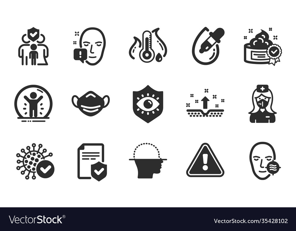 Face attention problem skin and nurse icons set Vector Image