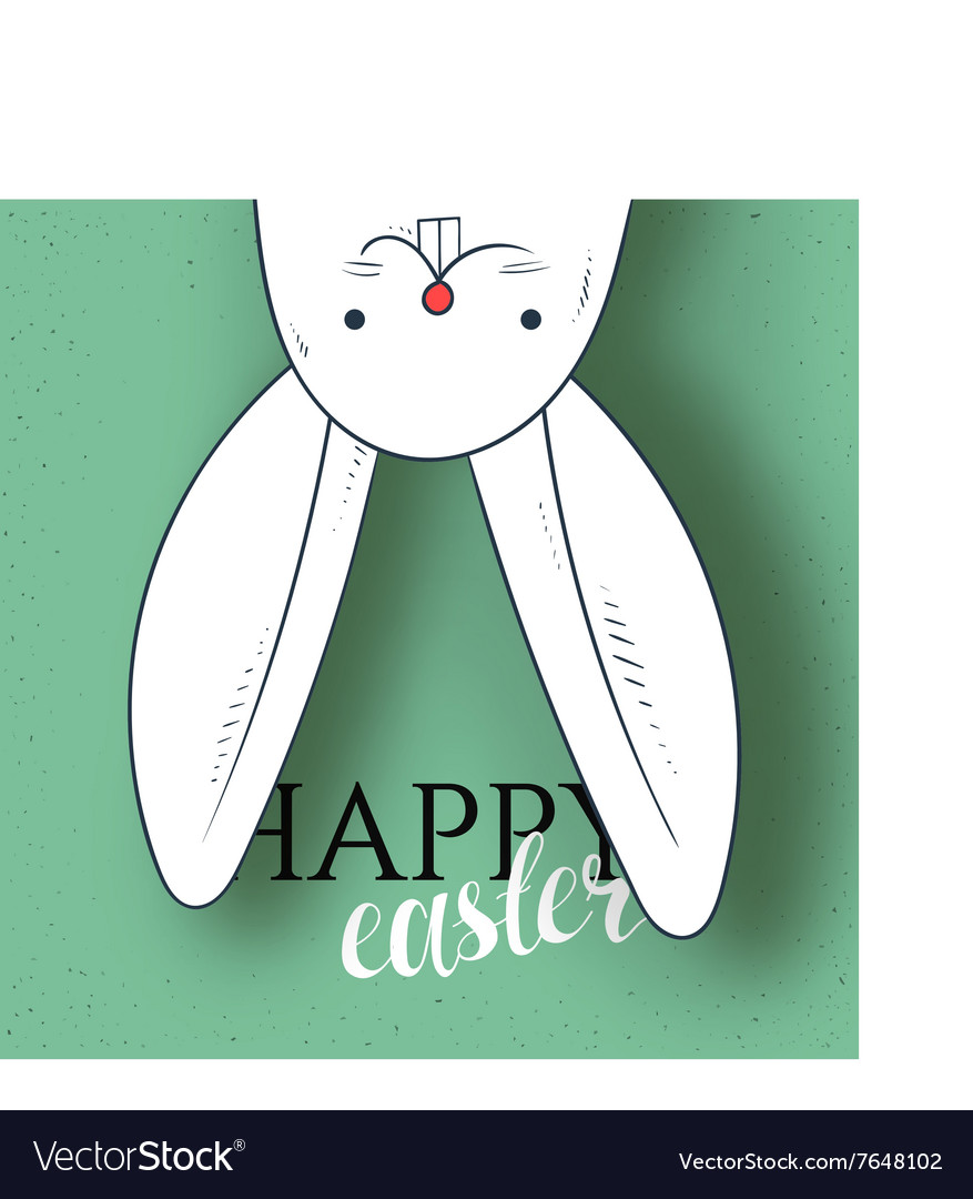 Happy easter rabbit looks and greeting calligraphy