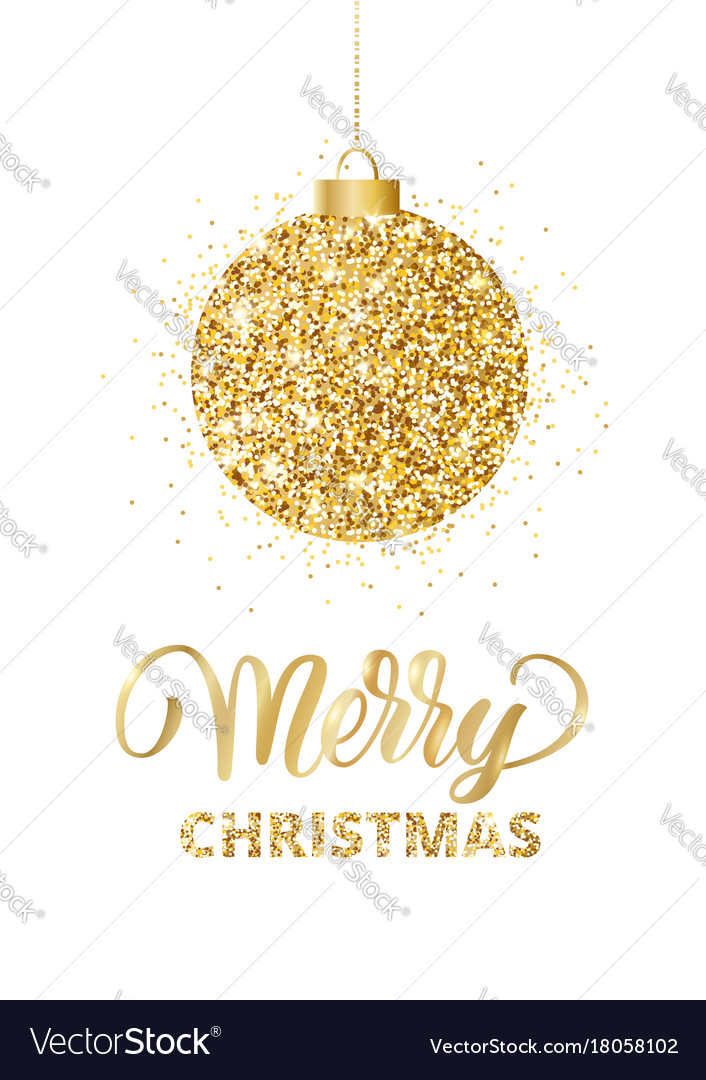 Merry christmas card with lettering and glitter Vector Image