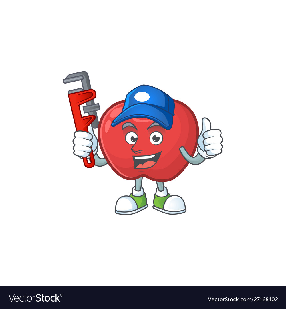 Plumber cute apple character mascot with object Vector Image