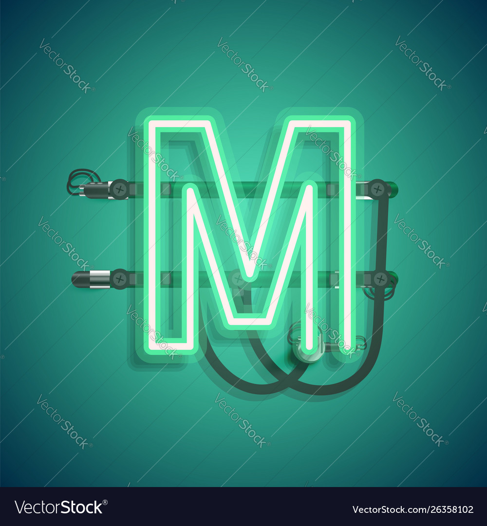 Realistic neon character with wires and console