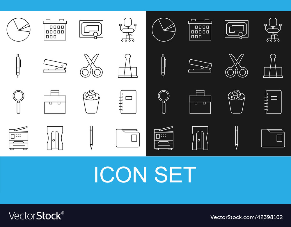Set line document folder spiral notebook binder vector image Set line document folder spiral notebook binder