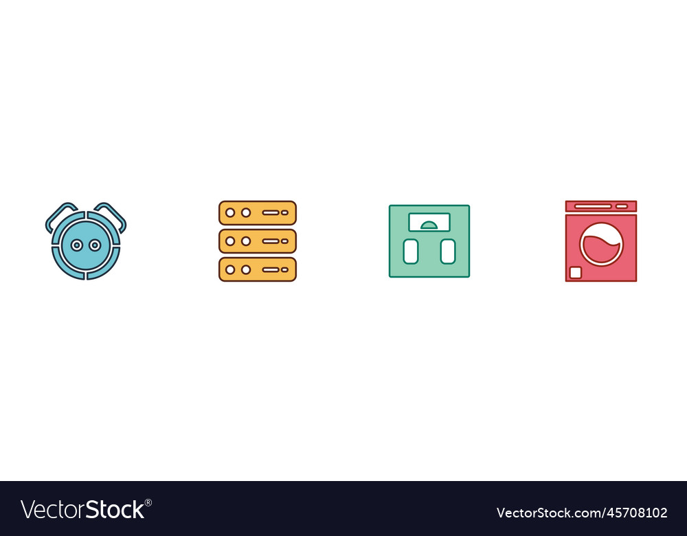 Set robot vacuum cleaner server data web Vector Image Set robot vacuum cleaner server data web