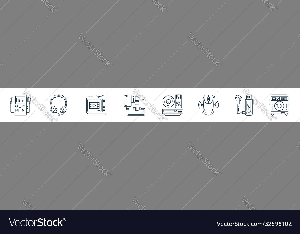 Technology devices line icons linear set quality vector image Technology devices line icons linear set quality