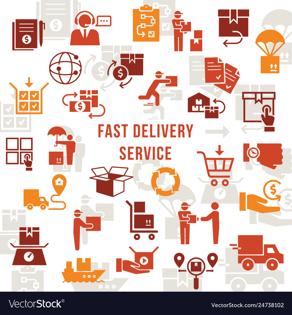 Template fast delivery logistic set in flat style Vector Image Template fast delivery logistic set in flat style