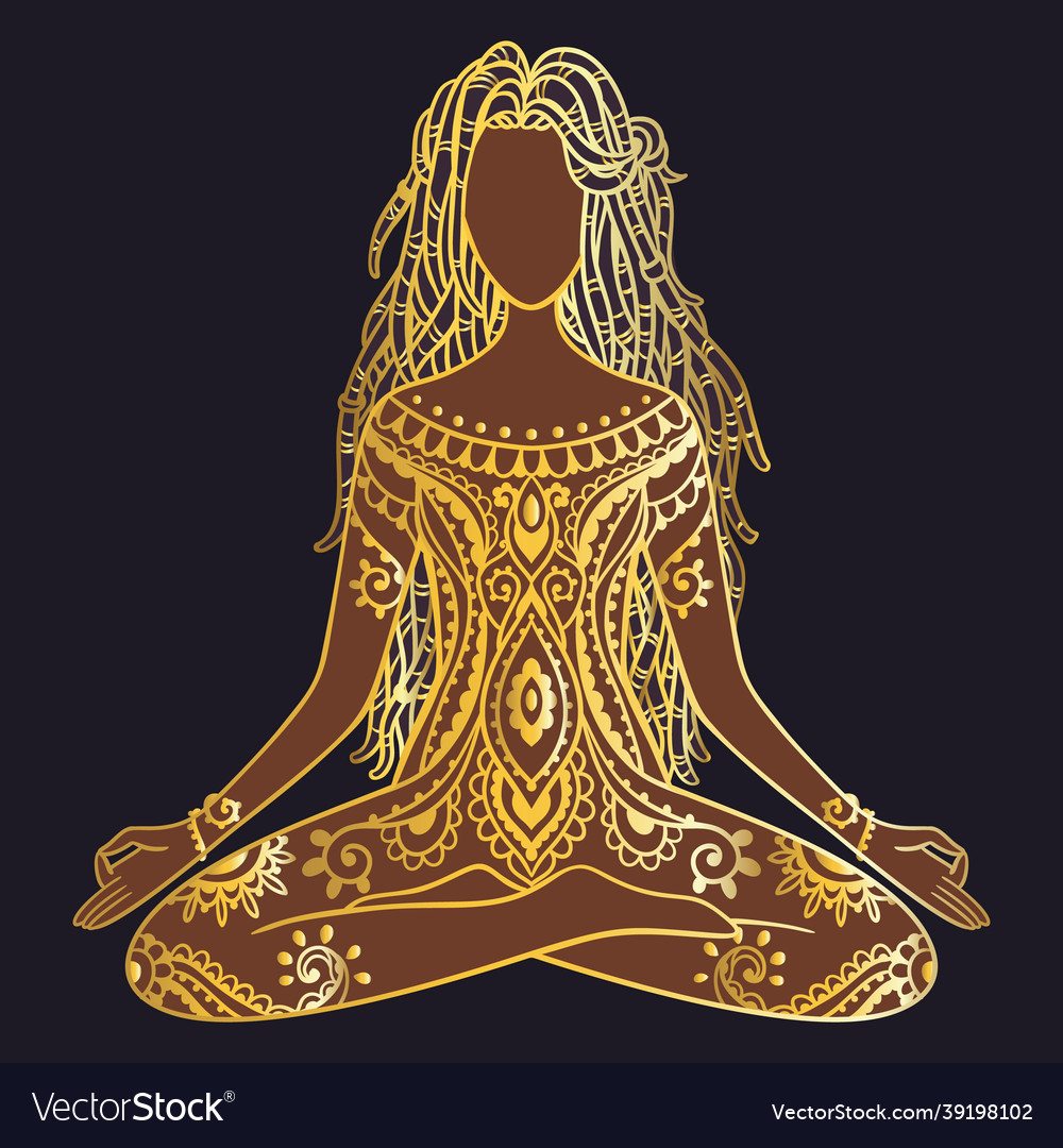 Yoga girl african american woman doing Royalty Free Vector