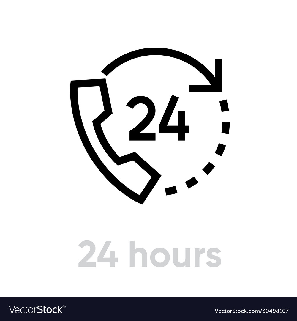 24 hours icon editable outline