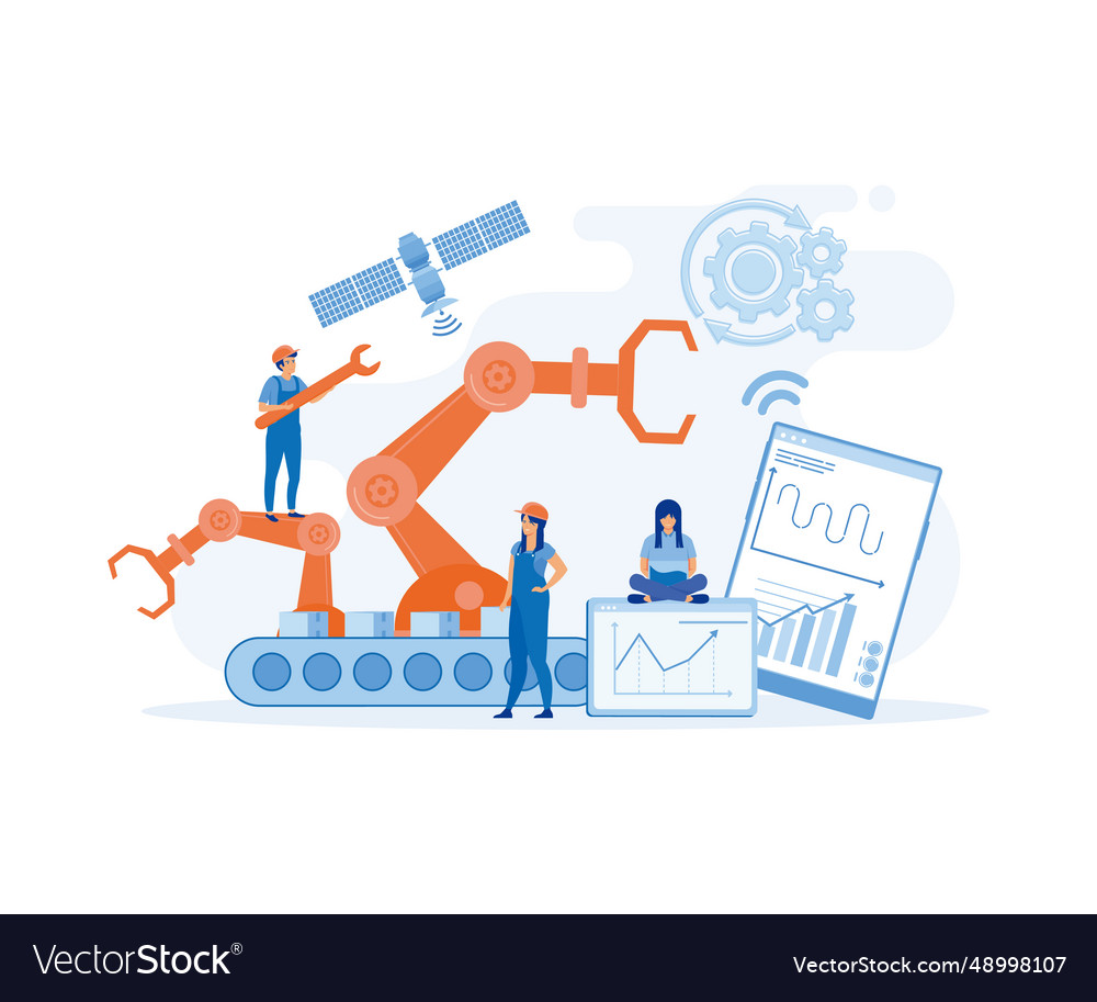 A production line with workers automation