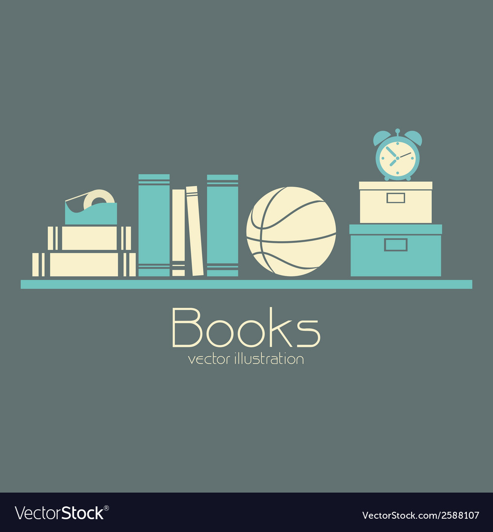 Abstract books shelf on a gray background Vector Image