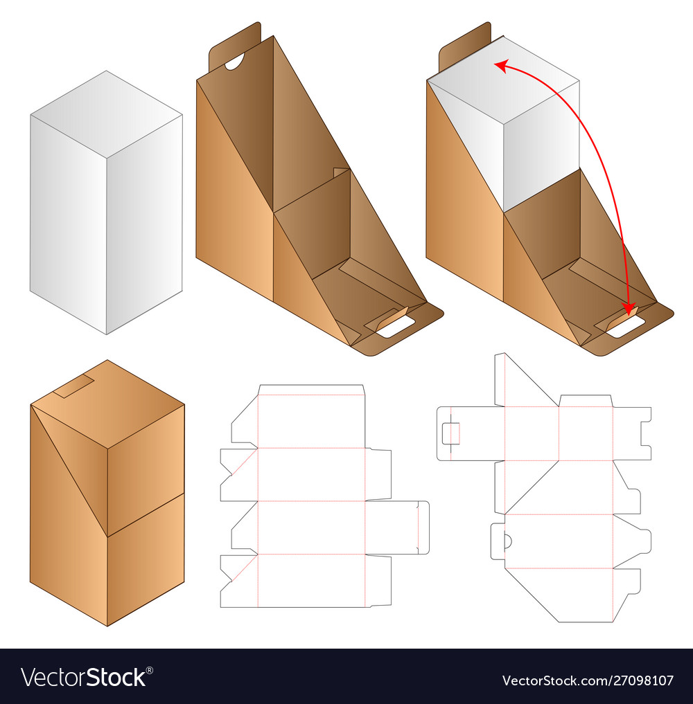 Box packaging die cut template design 3d mock-up Vector Image