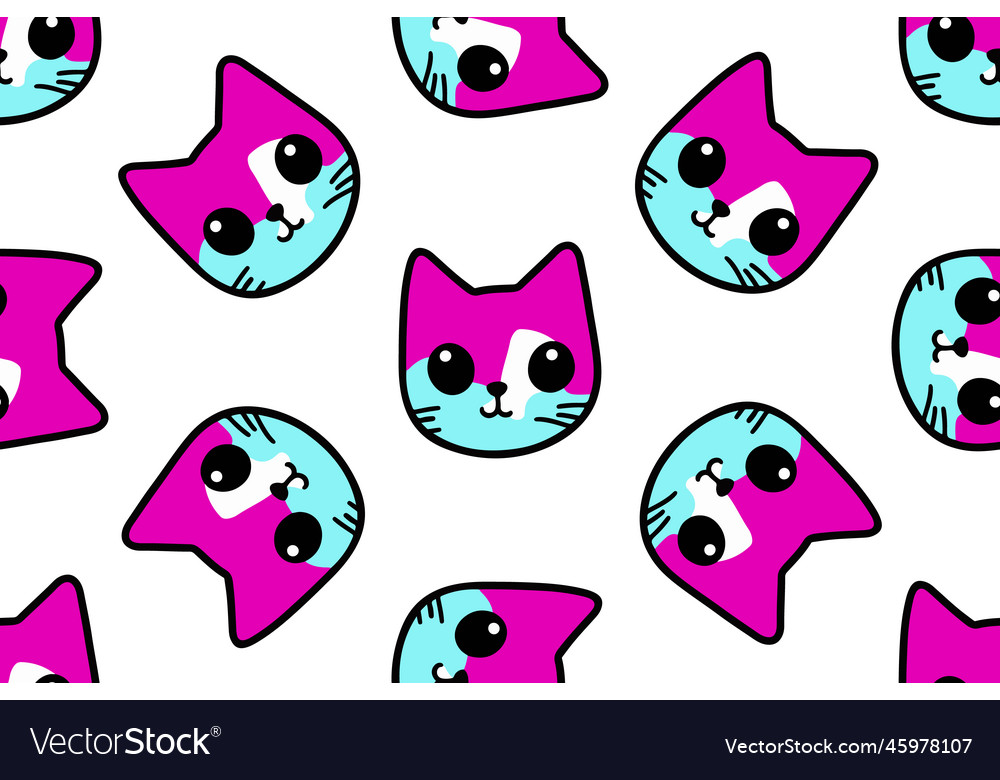 Cat pattern with faces seamless print vector image Cat pattern with faces seamless print