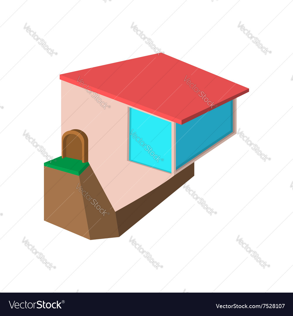 Cottage on the edge of a cliff cartoon icon