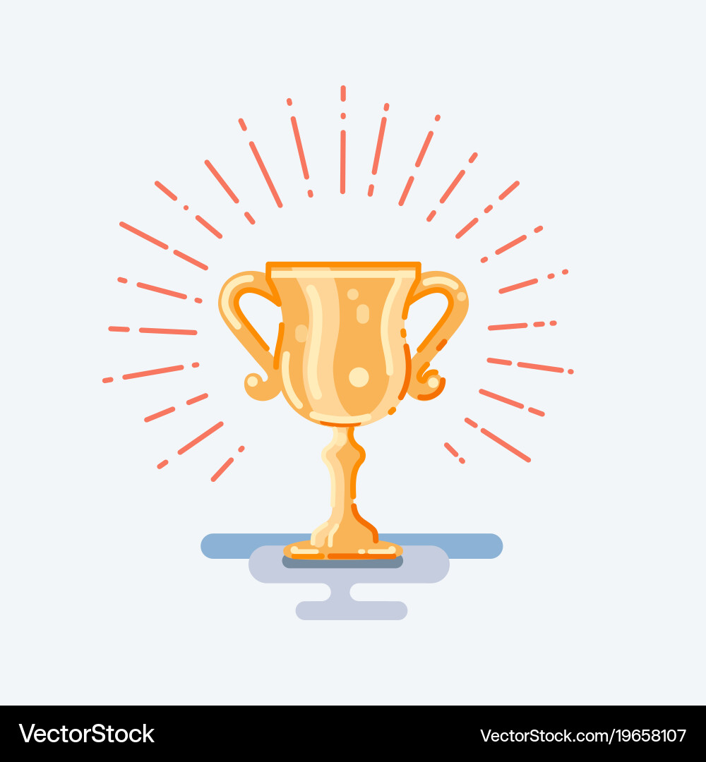 Flat trophy gold cup Royalty Free Vector Image